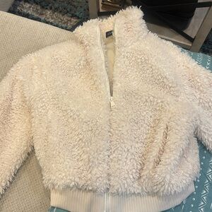 White teddy fuzzy jacket- small
